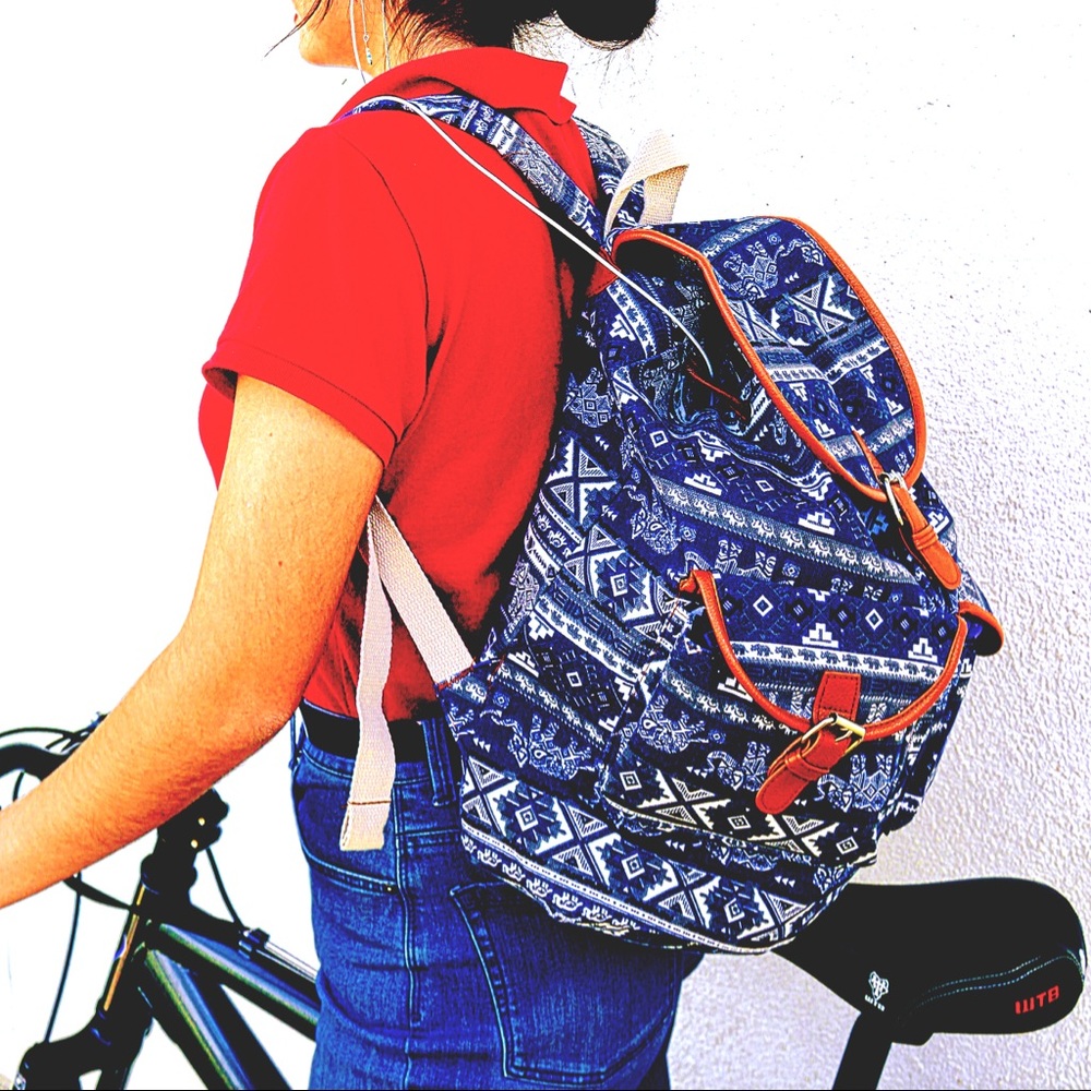 New Blue Canvas Rucksack - Picture 2 of 6